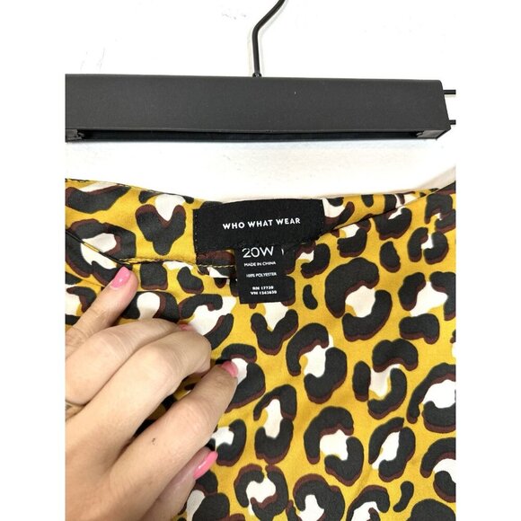 Who What Wear Women Skirt 20W Yellow Animal Print‎ Scarf Hem Cheetah Leopard - Picture 7 of 10